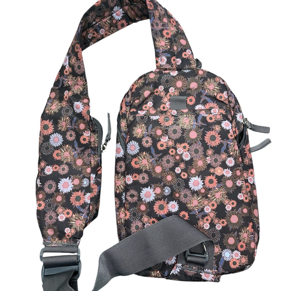 Adidas Black Floral Backpack with Phone Pouch Crossbody - Picture 2 of 3